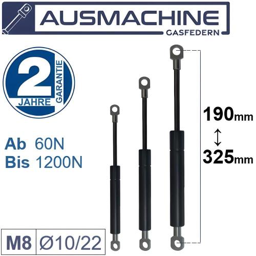 From 190mm ∼ Up to 325mm Length Gas spring M8 Gas pressure damper with eyelets