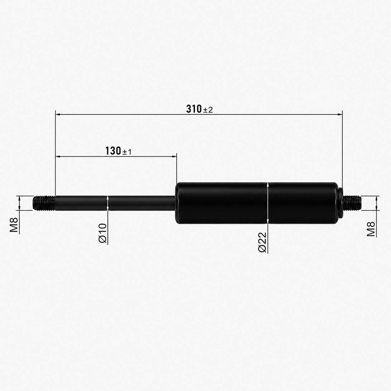 From 300mm ∼ Up to 399mm Length Gas Spring M8 Gas Strut Gas Pressure Damper