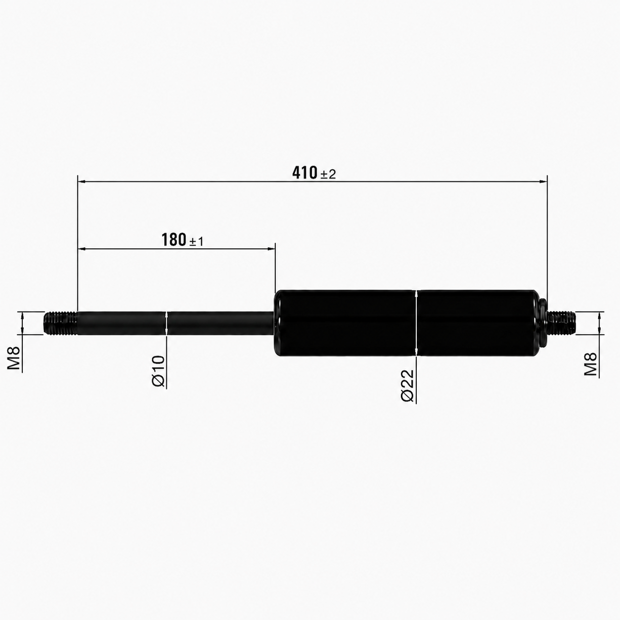 From 400mm ∼ Up to 499mm Length Gas Spring M8 Gas Strut Gas Pressure Damper