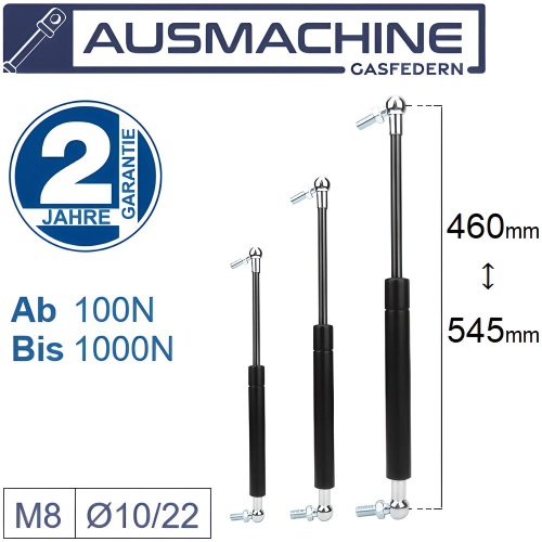From 460mm ∼ to 545mm Gas spring M8 gas pressure damper with ball joint