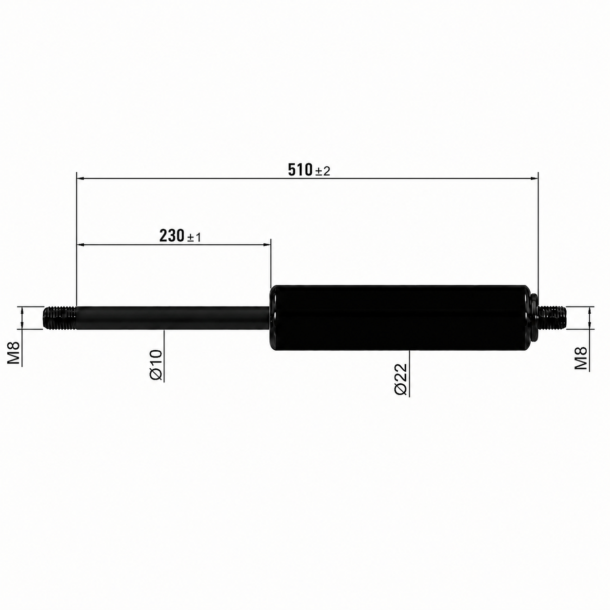 From 500mm ∼ Up to 599mm Length Gas Spring M8 Gas Strut Gas Pressure Damper