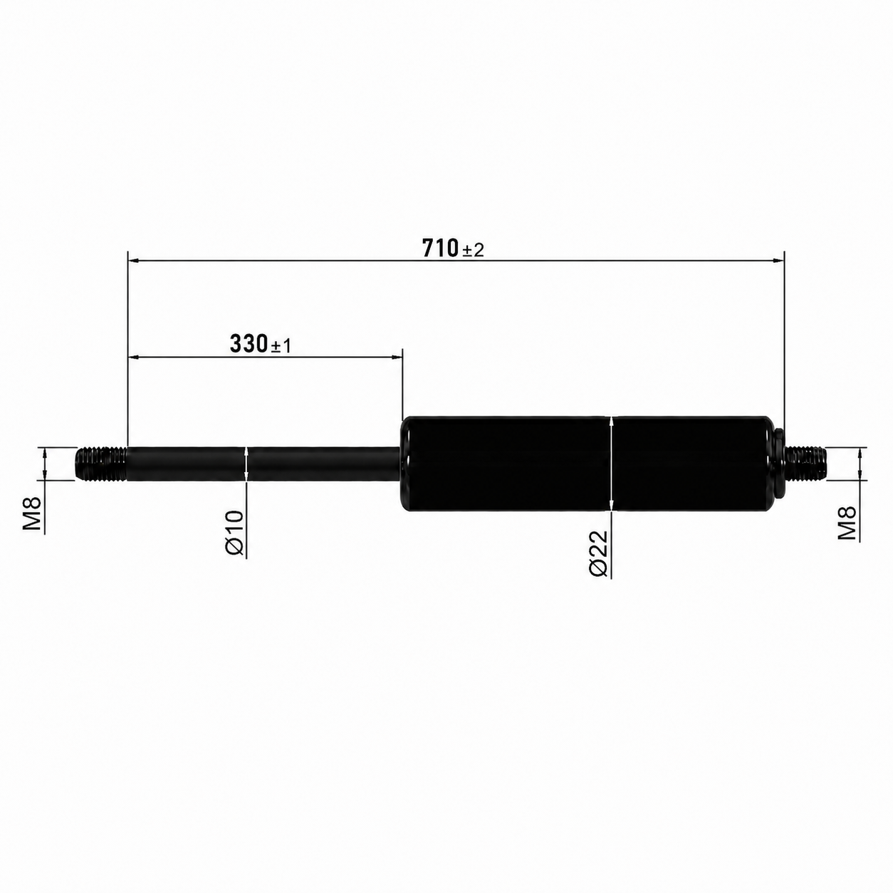 From 700mm ∼ Up to 799mm Length Gas Spring M8 Gas Strut Gas Pressure Damper