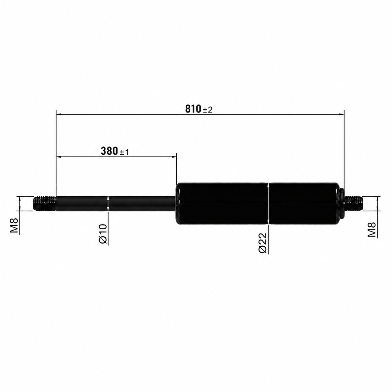 From 800mm ∼ Up to 910mm Length Gas Spring M8 Gas Strut Gas Pressure Damper