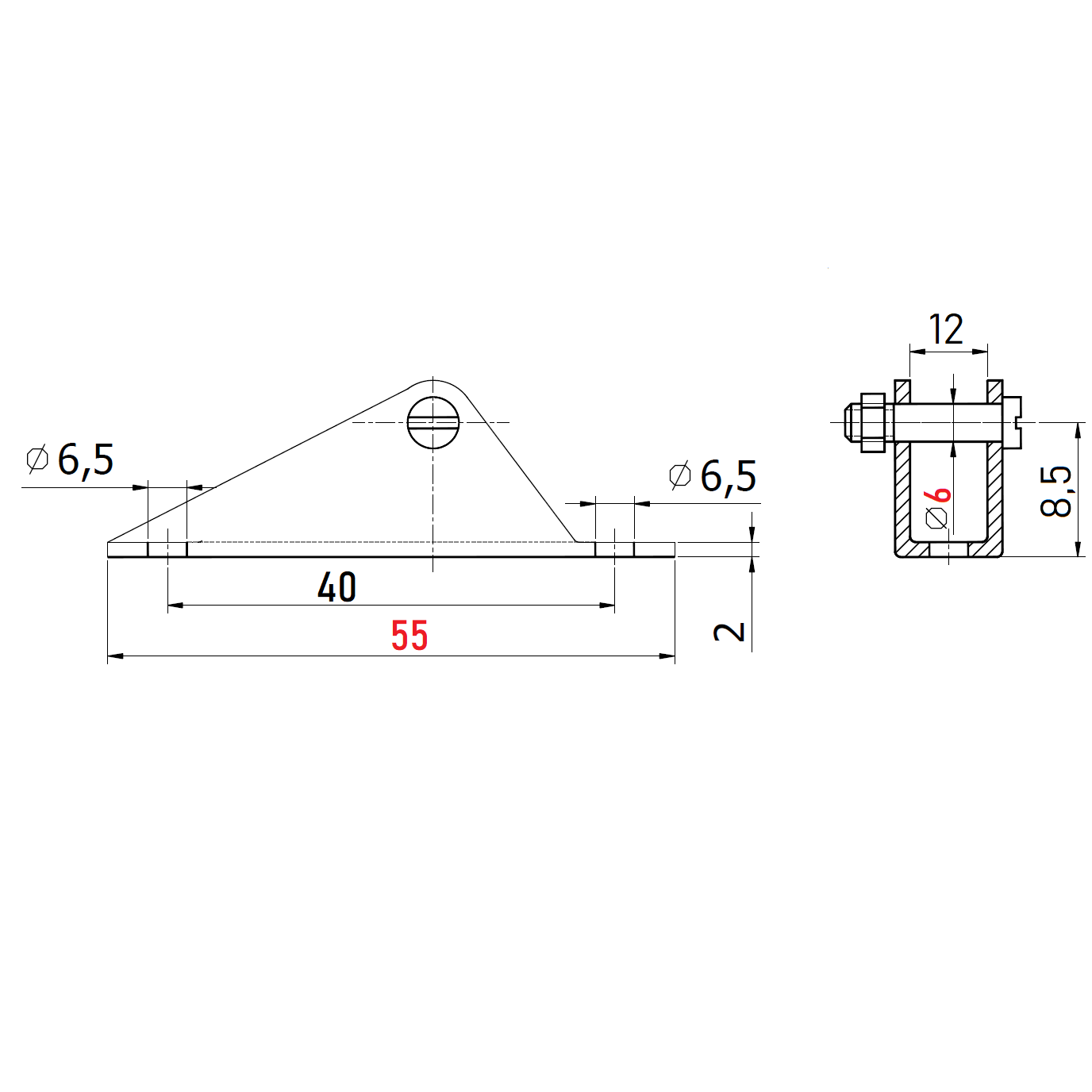 Bearing Shoe Ø8 Ø10 Bolt Fork Mounting Plate Eyelet Holder
