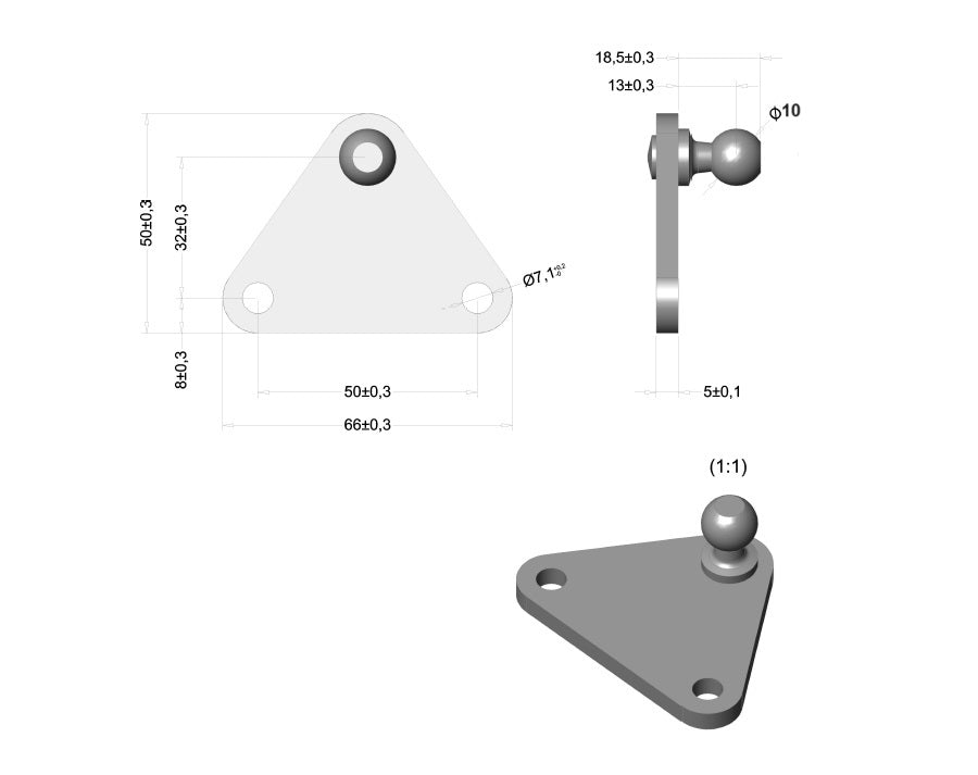 Side Mounting Plate Fitting Holder with Ball Head for Gas Spring Gas Strut Gas Pressure Damper