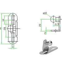 Mounting Bracket Plate with 10mm Ball Stud for Gas Spring