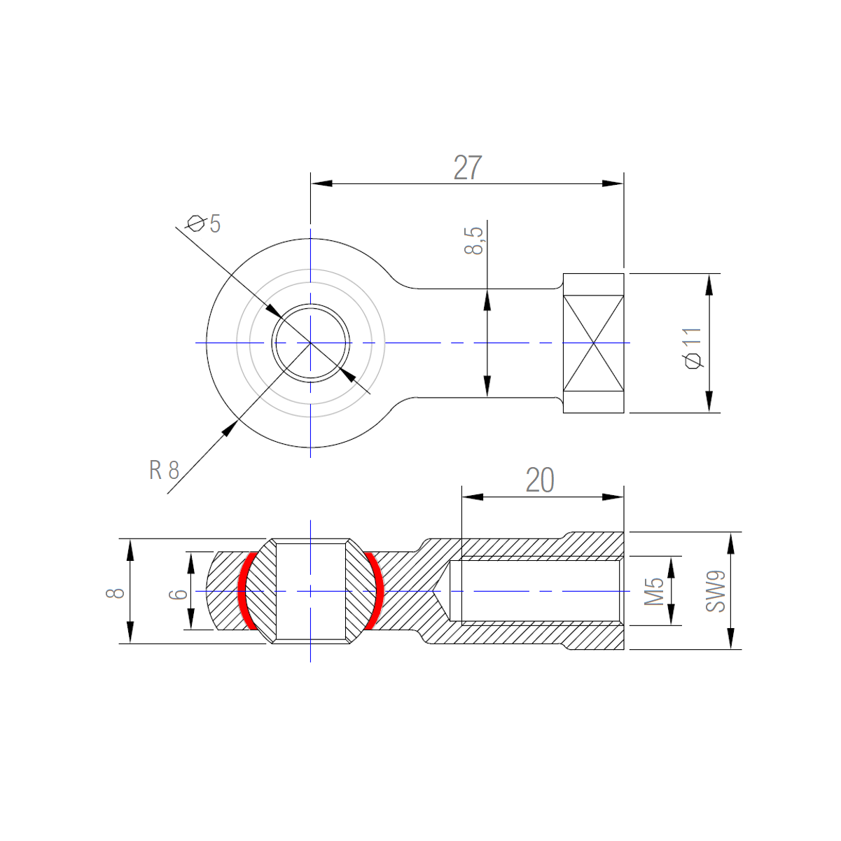 Joint Head for Gas Pressure Damper Gas Tension Spring