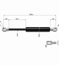 From 190mm ∼ Up to 325mm Length Gas Spring M8 Gas Strut Gas Pressure Damper with Eyelets