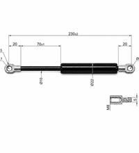 From 190mm ∼ Up to 325mm Length Gas Spring M8 Gas Strut Gas Pressure Damper with Eyelets