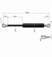 From 190mm ∼ Up to 325mm Length Gas Spring M8 Gas Strut Gas Pressure Damper with Eyelets