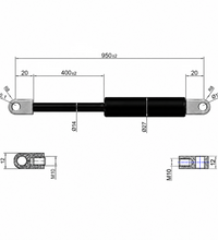 From 330mm ∼ Up to 1185mm Length Gas Spring M10 Gas Strut Gas Pressure Damper