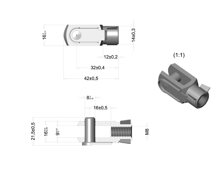 Stainless Clevis Fork Head for Gas Spring Gas Strut Gas Pressure Dampers