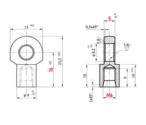 Eyelets Eye Socket 5mm Ring Width for Gas Spring Gas Strut Gas Pressure Dampers