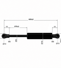 From 601mm ∼ Up to 735mm Length Gas Spring M6 Gas Strut Gas Pressure Damper with Ball Socket