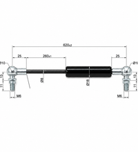 From 601mm ∼ Up to 750mm Length Gas Spring M6 Gas Strut Gas Pressure Damper with Ball Joint