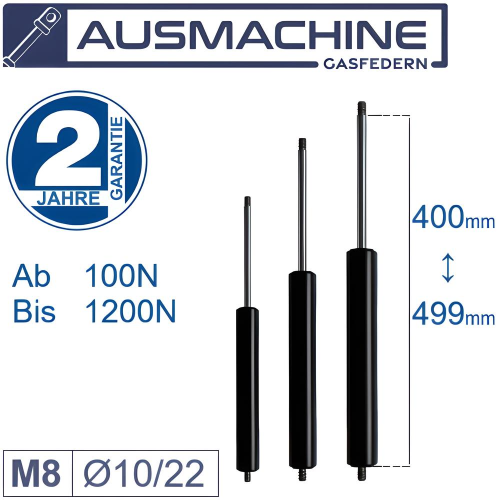 From 400mm ∼ Up to 499mm Length Gas spring M8 Gas strut Gas pressure damper