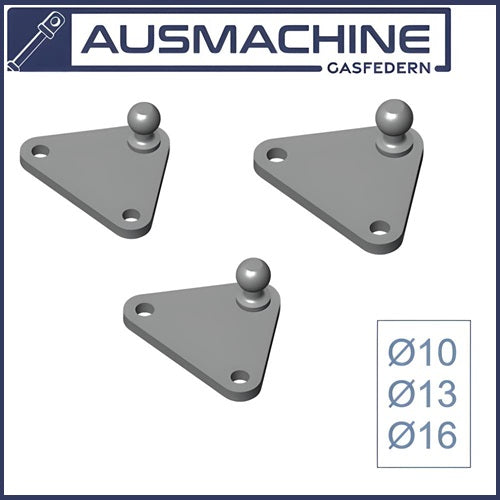 Side mounting plate fitting holder with ball head for gas pressure spring