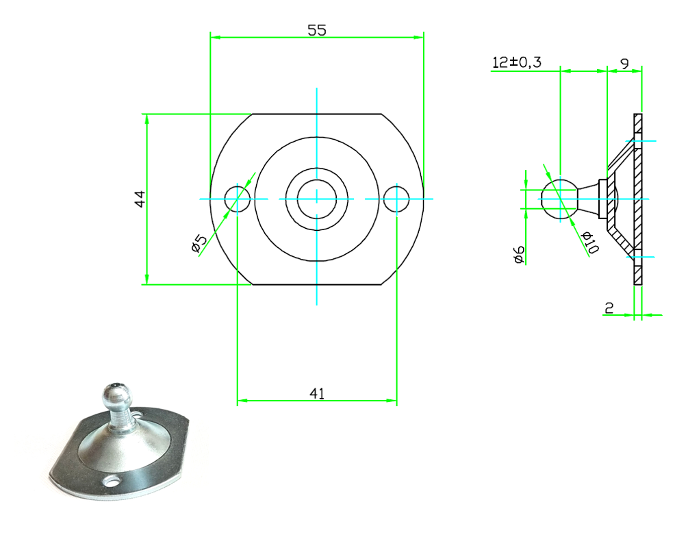 Mounting Plate 10mm Ball Head Holder for Gas Spring Gas Strut Gas Pressure Damper